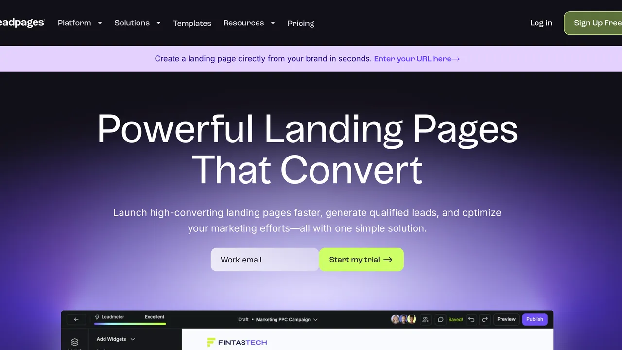Aperçu Leadpages